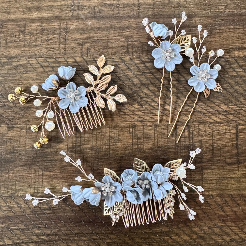 “Something Blue” bridal headpiece